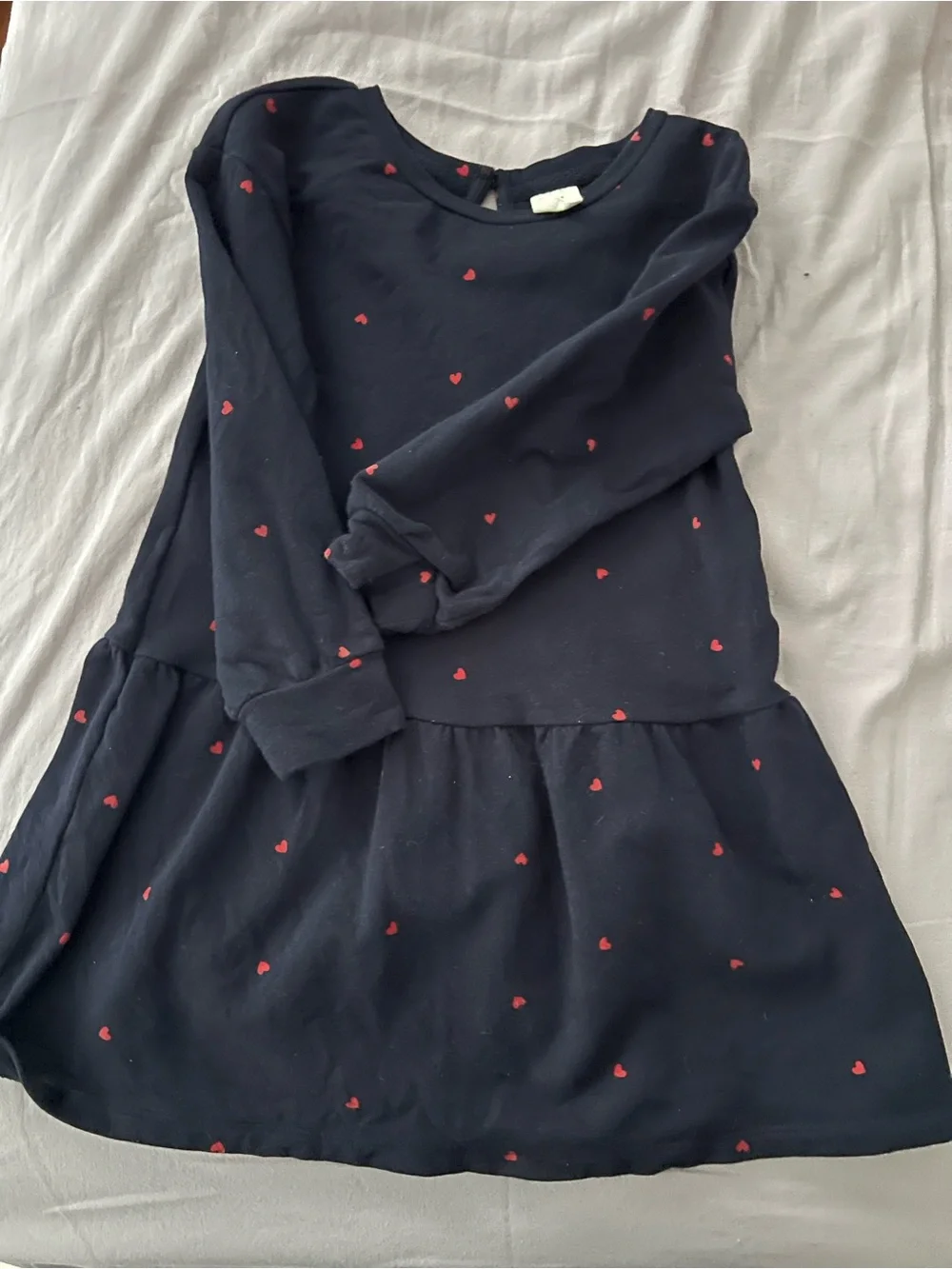 GAP Navy Long-Sleeve Dress with Red Heart Accents